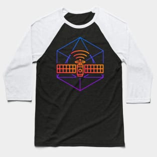 Retro 80s Space Satellite Icon Baseball T-Shirt